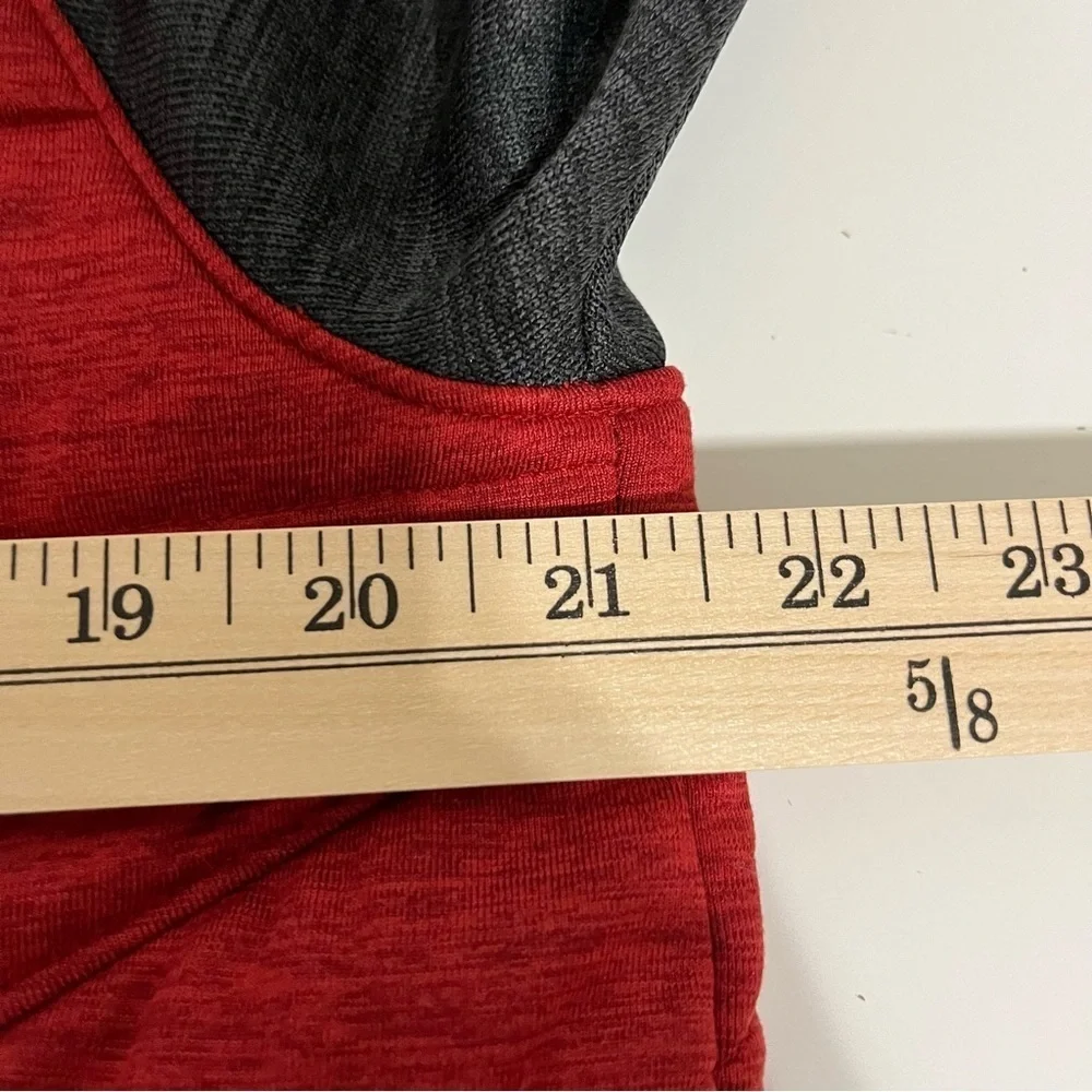 The North Face Red Gray Zipper Quilted Bomber Insulated Jacket